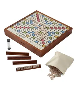 Deluxe Scrabble with Rotating Wooden Game Board Deluxe Scrabble with Rotating Wooden Game Board