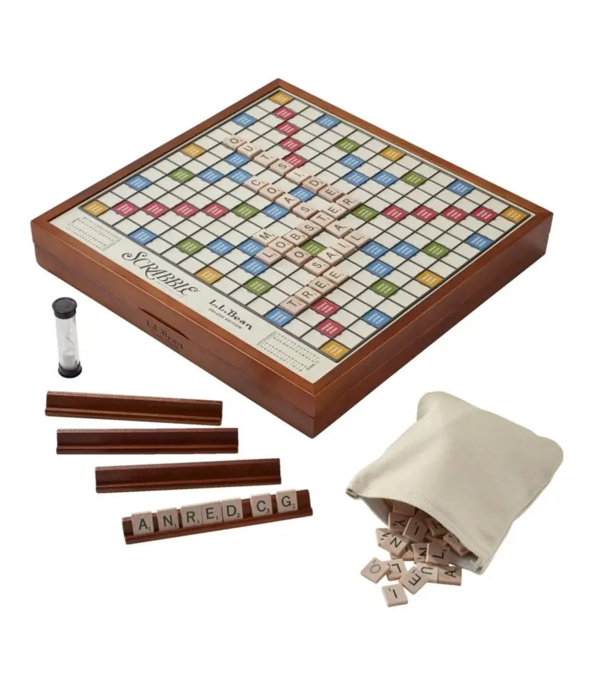 Deluxe Scrabble with Rotating Wooden Game Board Deluxe Scrabble with Rotating Wooden Game Board