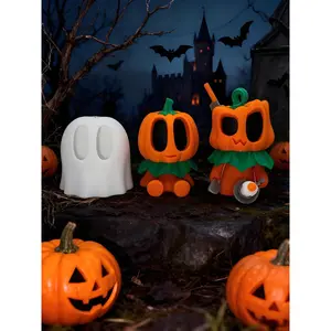 3D Printed Pumpkin Ghost Figurines – Halloween Cute Spooky Decor Set With Interchangeable Ghost Cloak -Spooky Halloween Decor