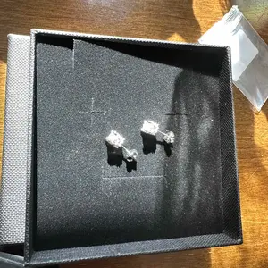 HELLOICE [Unisex]Moissanite Round & Baguette Cut Full Pave Earrings 1ct/2ct Earrings Jewelry Gift