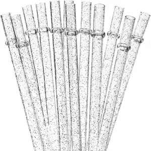 Reusable Drinking , 12-Piece Durable Clear Plastic Colorful Glitter Drinking Straws, Drinking Supplies for Home Kitchen, Party, Picnic and Outdoor Use #GLOBAL PICKS