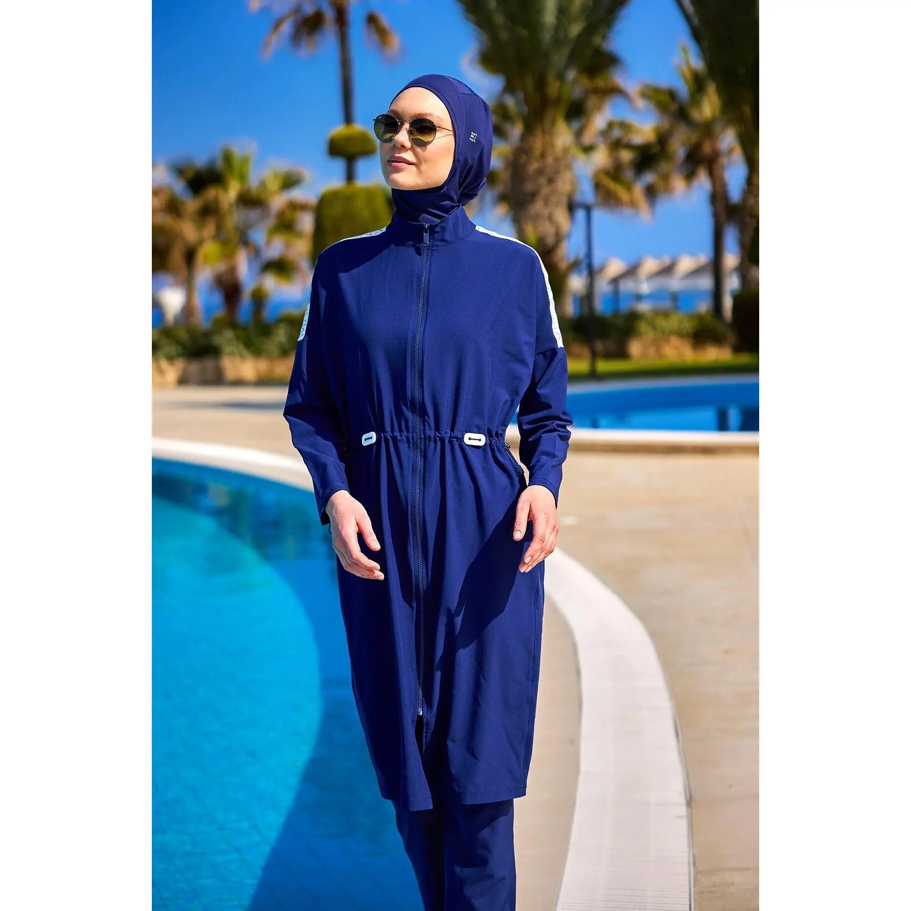 Navy Full Coverage Modest Swimwear Burkini Set M2507-2