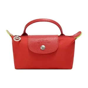 Longchamp Le Pliage Green Recycled Canvas Mini Tote Bag for Women in Bright Red