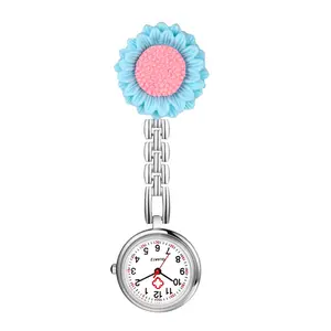 Sunflower Nurse Fob Pocket Watch, Quartz Clip-on Lapel Watch for Healthcare Professionals