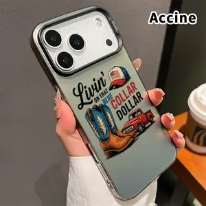 Phone Case for iPhone 17 Pro Max 16 Plus 15 14 13 12 11 Air E Blue - Collar Life Pattern Matte Shockproof Anti-Scratch Stylish Smartphone Cover