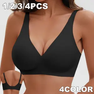 Z1/2/3PCS EssElegance  Wireless Womens Comfortable Wireless Bras Push Up Bralettes Seamless Tshirts Bras Deep V Everyday Bras