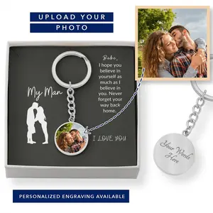To My Man | Circle Photo Keychain, Never Forget Your Way Back Home