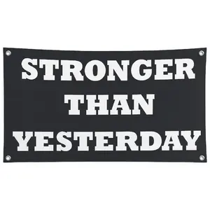 Motivational workout banner 48x21 inch vinyl sign with 4 corner grommets – durable gym wall decor for home or fitness centers, CrossFit boxes, weight rooms, personal training studios, bodybuilding areas, and strength training gyms Decoration Hanging