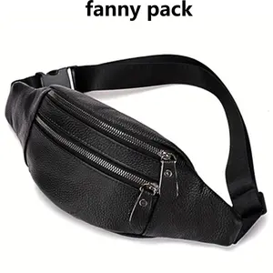 Men's Genuine Leather Waist Bag, First Layer Cowhide Multi-Functional Chest Pack, Vintage Crossbody Bag, Sports Fashion Phone Pouch, Outdoor