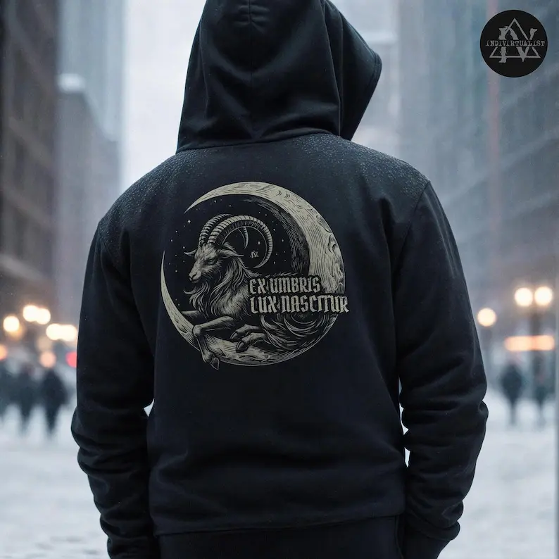 Goat Hoodie Gothic Moon Hoodie Dark Academia Style Weird Mysterious Style Unisex Clothing Witchcraft Alternative Clothing Gothic Clothing Gift Hardcore Punk Grunge Rock
