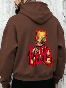 Men's Hoodie Autumn and Winter New Style - Trendy Creative "Korn Band Classic Doll" Print, Drawstring Pockets, Casual Sporty Warm Hooded Sweatshirt, Christmas Gift, Multiple Color Options, Machine Washable, Everyday Wear