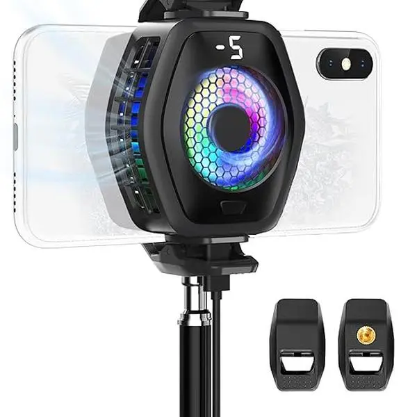 2-in-1 Magnetic & Clip-On Phone Cooler for Gaming Cell Phone Cooling Fan Radiator for iPhone, Android, iPad & Tablet, Portable Magnetic Phone Cooler for Mobile Gaming, Live Streaming, Video Calls & Vlogging