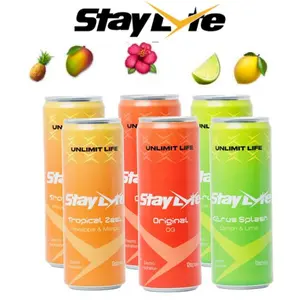 StayLyte Sparkling Electrolyte Drink 3-in-1 Hydration Energy Recovery Beverage 425mg Electrolytes 50mg Clean Caffeine B Vitamins Variety Pack 12oz Cans Natural Vegan Sport