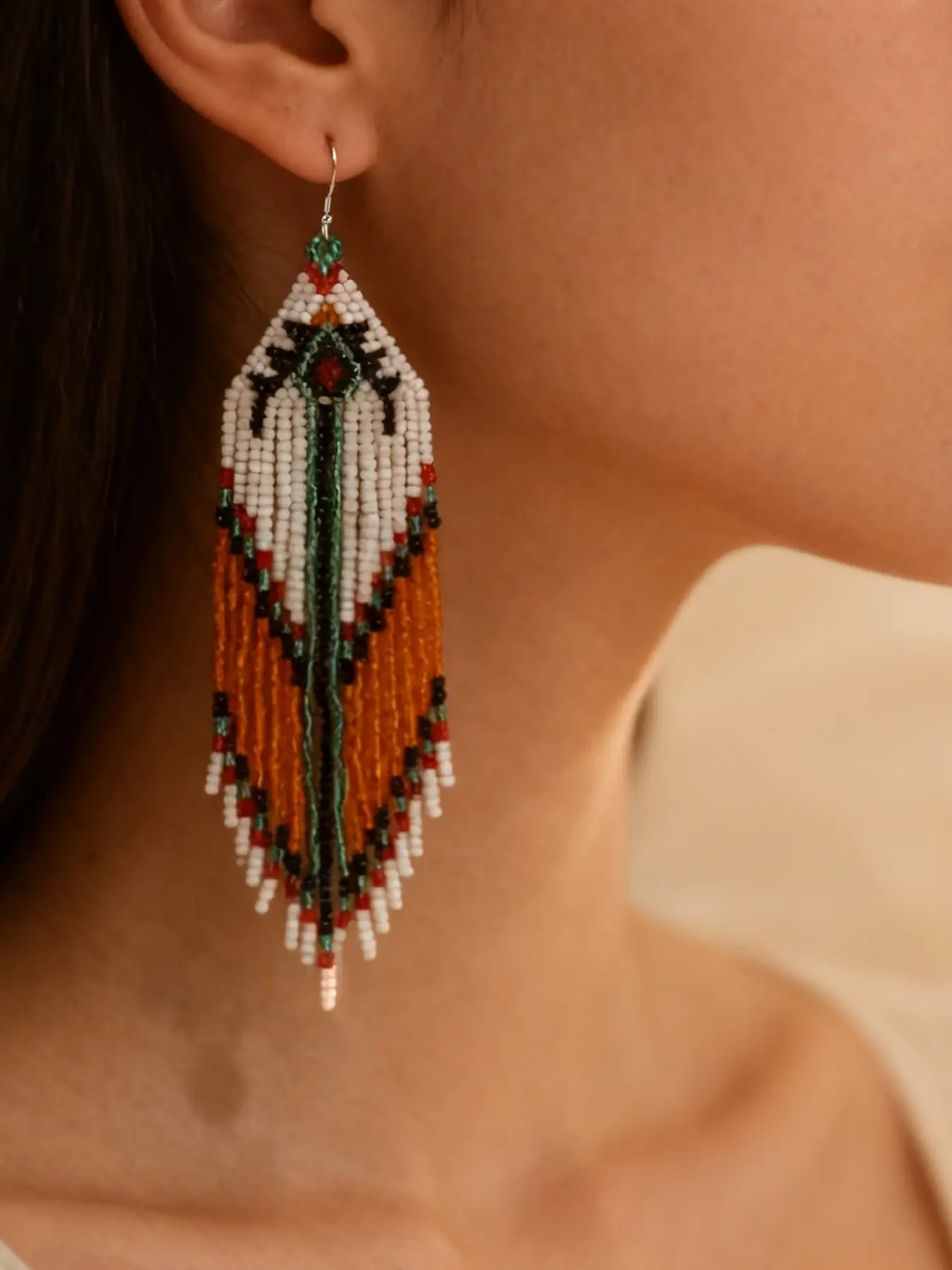 Bohemian Beaded Fringe Earrings, Ear Hook Design, Handmade Jewelry for Women, Trendy Fashionable Accessories, Daily Wear, Perfect Gift for Friends and Lovers, Christmas Valentine's Day, Unique Design Earrings