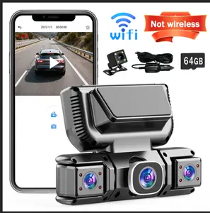 (Not wireless)4-Channel Dash Cam Built-in WiFi, With 64GB Card,Full HD Dual Dash Camera for Cars Front,Requires charging to use，Rear Left and Right, Car Camera with Clear Night Vision, HDR, App Control.Automotive Driving Recorder##Summervibes fathersdayg