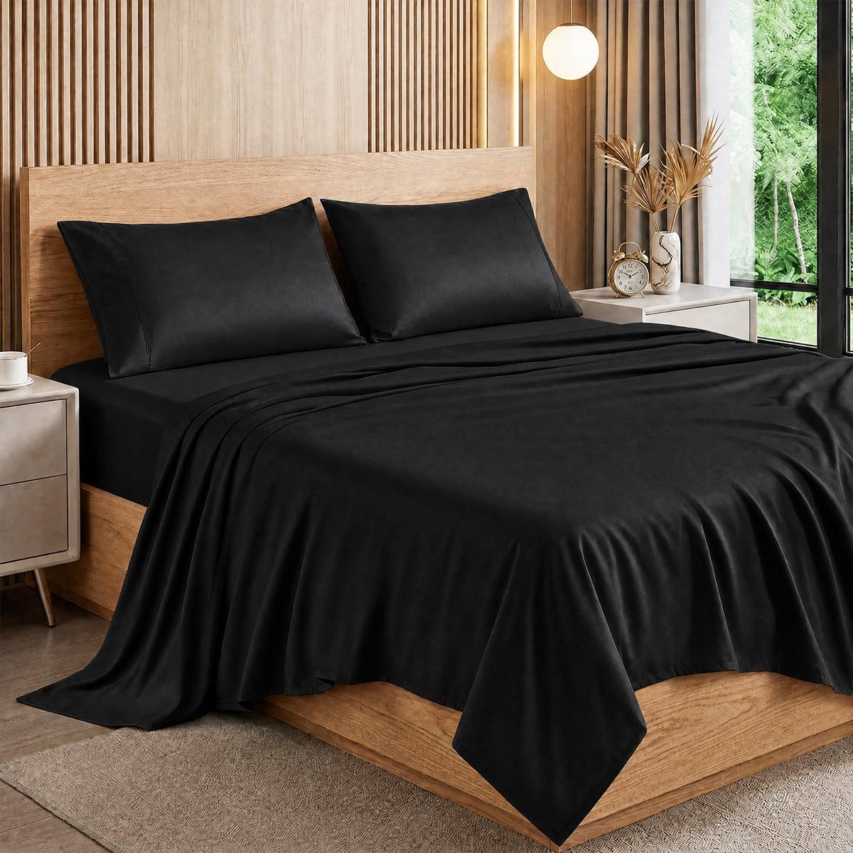 Jollyvogue Viscose from Bamboo 6 Pcs Sheet Set, OEKO-TEX Certified All-Season Cooling Soft Sheets, 16" Deep Pocket, Anti-Mite Breathable Hotel Quality Bedding Jollyvogue Viscose from Bamboo 6 Pcs Sheet Set, OEKO-TEX Certified All-Season Cooling Soft Sheets, 16" Deep Pocket, Anti-Mite Breathable Hotel Quality Bedding