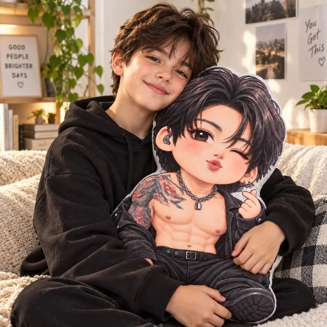 Custom Bangtan Chibi Photo Pillow, Personalized Kpop Idol Plush, Custom OT7 Face  Pillow, Cute Anime Style Pillow, Christmas Gift