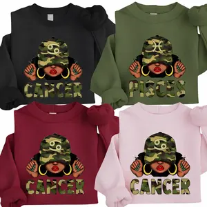 [Full 12 Zodiac] Camo Zodiac Sweatshirt – Full 12 Astrology Sign Pullover with Camouflage Hat & Bold Lettering, Trendy Unisex Horoscope Crewneck for Cancer, Pisces & Zodiac Lovers