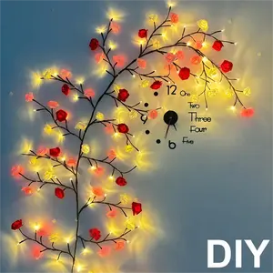 MICRENCY 5.9ft 96LED Rose Branch Vine Lantern USB Powered String Light for Indoor Decoration Perfect for Birthdays Wedding Parties Valentine's Day Home Ornaments Warm Colors Romantic Flower Tree Design