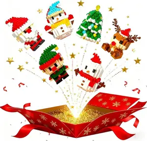 Christmas Mini Building Blocks Set, 6 Boxes Micro Particle Brick Toys with Santa, Snowman, Reindeer & Christmas Tree, DIY Christmas Decorations, Holiday Gift for Kids and Adults