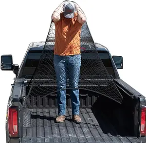 Upgraded Highly Elastic Cargo Net, USA Company, Simple Truck Bed Cargo Mesh Organizer, Suitable for Light Loads, Heavy Duty Carabiners