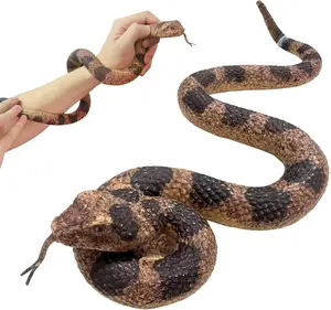 Realistic Fake Snakes Toy Soft Rubber Snakes to Keep Birds Away - Rattlesnake Toys for Garden Props to Keep Birds Away, Scare Squirrels, Mice, Pranks Halloween Decoration Props