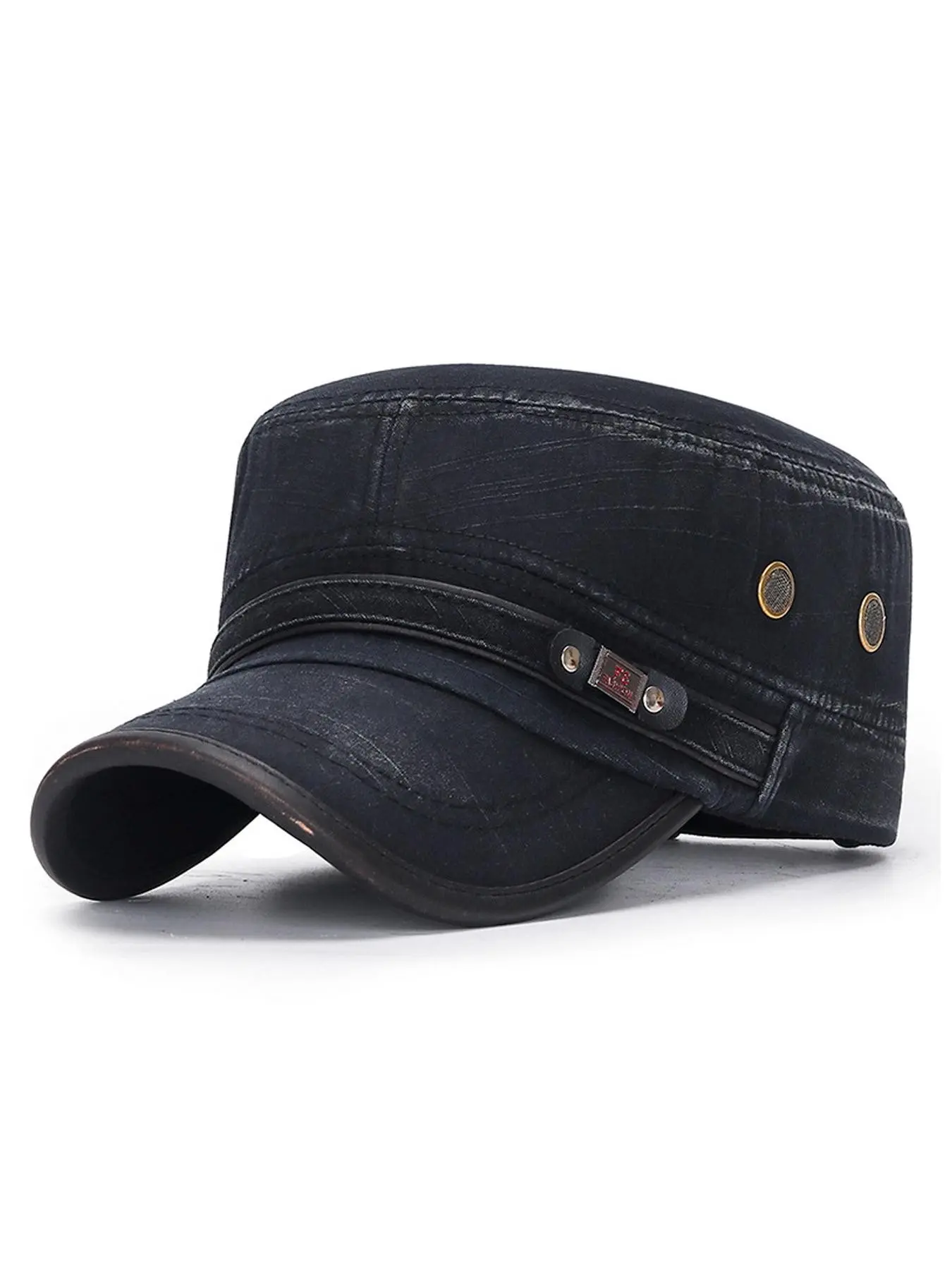 Unisex Cadet Army Cap Washed Outdoor Casual Hat Twill Military Corps Hat Flat Top Cap Durable Hat Flat Bill Cap