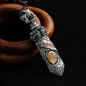 Daoist Talisman Sword Charm - Ward Off Negative Energy & Attract Wealth, Premium Pendant for Necklace, Keys or Bag, Unisex Spiritual Jewelry