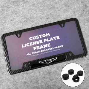Front or Rear Carbon Fiber Texture License Plate Frame Protect Cover Fit Genesis Decorate Accessories Gifts