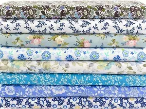 100% Cotton Craft Fabric -8 Pieces (20"x20"), Floral Cotton Fabric for Sewing, Bundle Squares Fabric, DIY Cloths Patchwork, Pre-Cut Quilting Fabric(Blue)