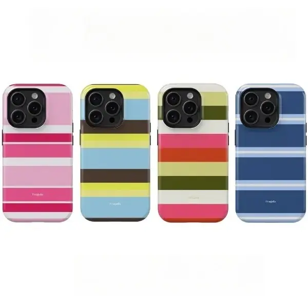 Vintage Colorful Horizontal Stripes Multi‑Color Pack 2‑in‑1 Phone Case — Compatible with Samsung S26/S25/S24/S23/S22/S21, iPhone 17/16/15/14/13/12/11 phone cases. Drop‑Resistant, Non‑Slip, and Fade‑Resistant. The Perfect Gift for Retro