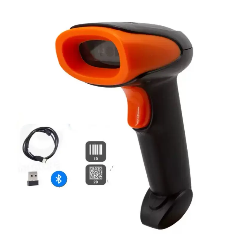 Wireless USB Type & Bluetooth Portable 1D/2D Barcode Scanner for POS P2P for Superstore Shop