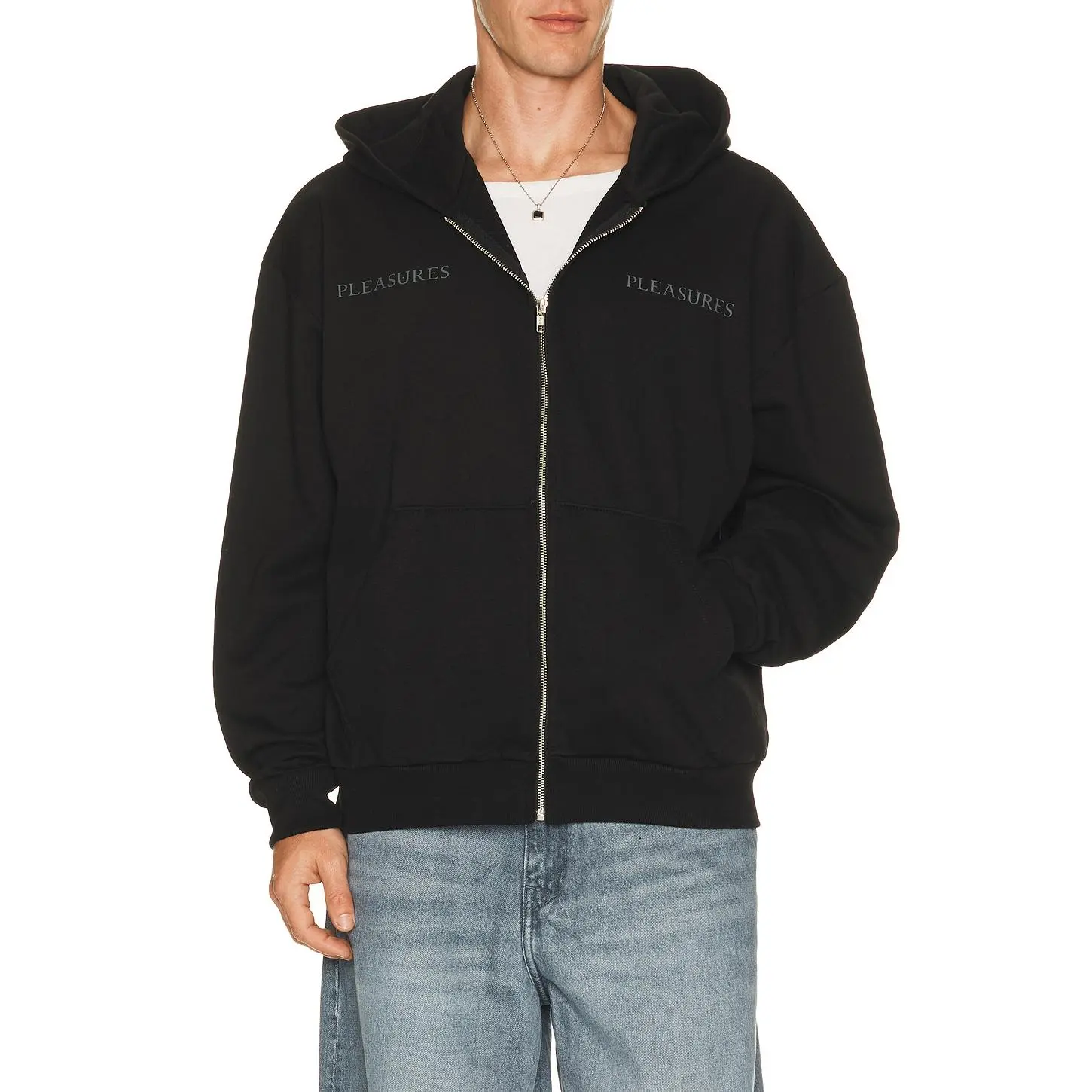 Pleasures Spine Full Zip Hoodie in Black