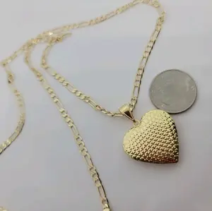 LOCKET heart necklace gold-plated figaro style fancy gift