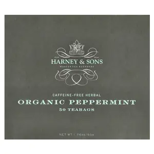 Harney & Sons Herbal Tea, Organic Peppermint, Caffeine-Free, 50 Tea Bags, 1.76 oz (50 g)