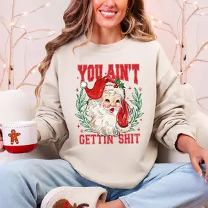 You Ain't Getting Shit Sweatshirt/T-shirt/Hoodie, Funny, Santa, Naughty, Christmas Sweatshirt, Crew Neck, Women's, Crewneck