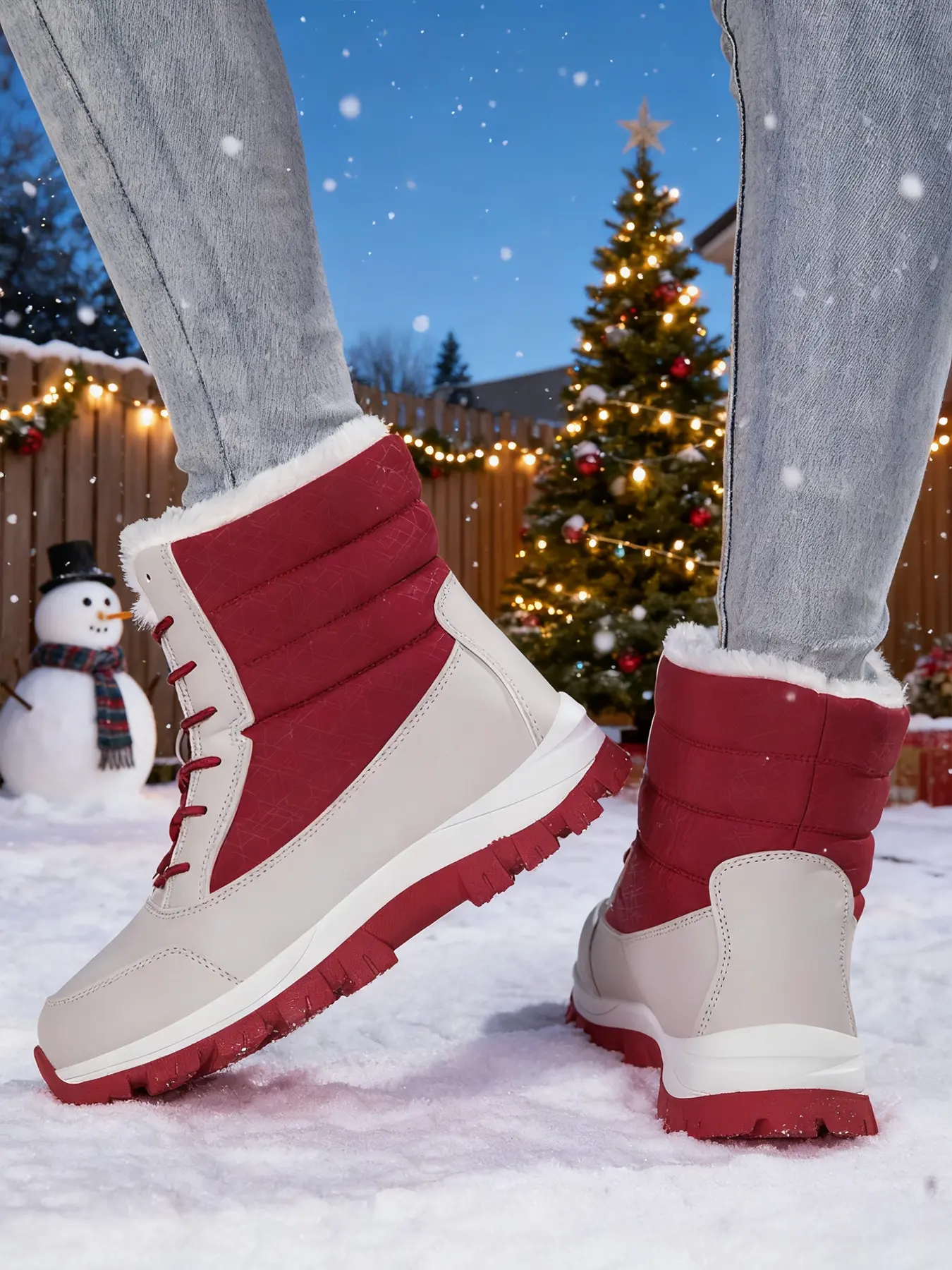 Women's High-Quality Winter Outdoor Fluffy Snow Boots, Waterproof Walking Comfortable Mid-Calf Warm Booties, Suitable for Sports & Daily Wear
