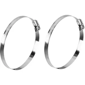 6 Inch Duct Clamp, Stainless Steel Large Hose Clamp Adjustable Diameter 140-160mm Worm Drive Clamp for Plumbing Dryer Vent for Automotive Mechanical Agriculture, 2 Pack