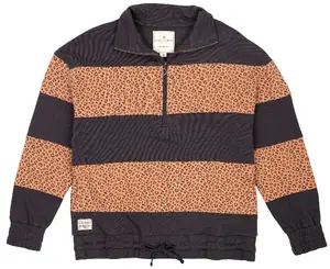 SALE Simply Southern Quarter Zip Stripe Leopard Pullover Jacket