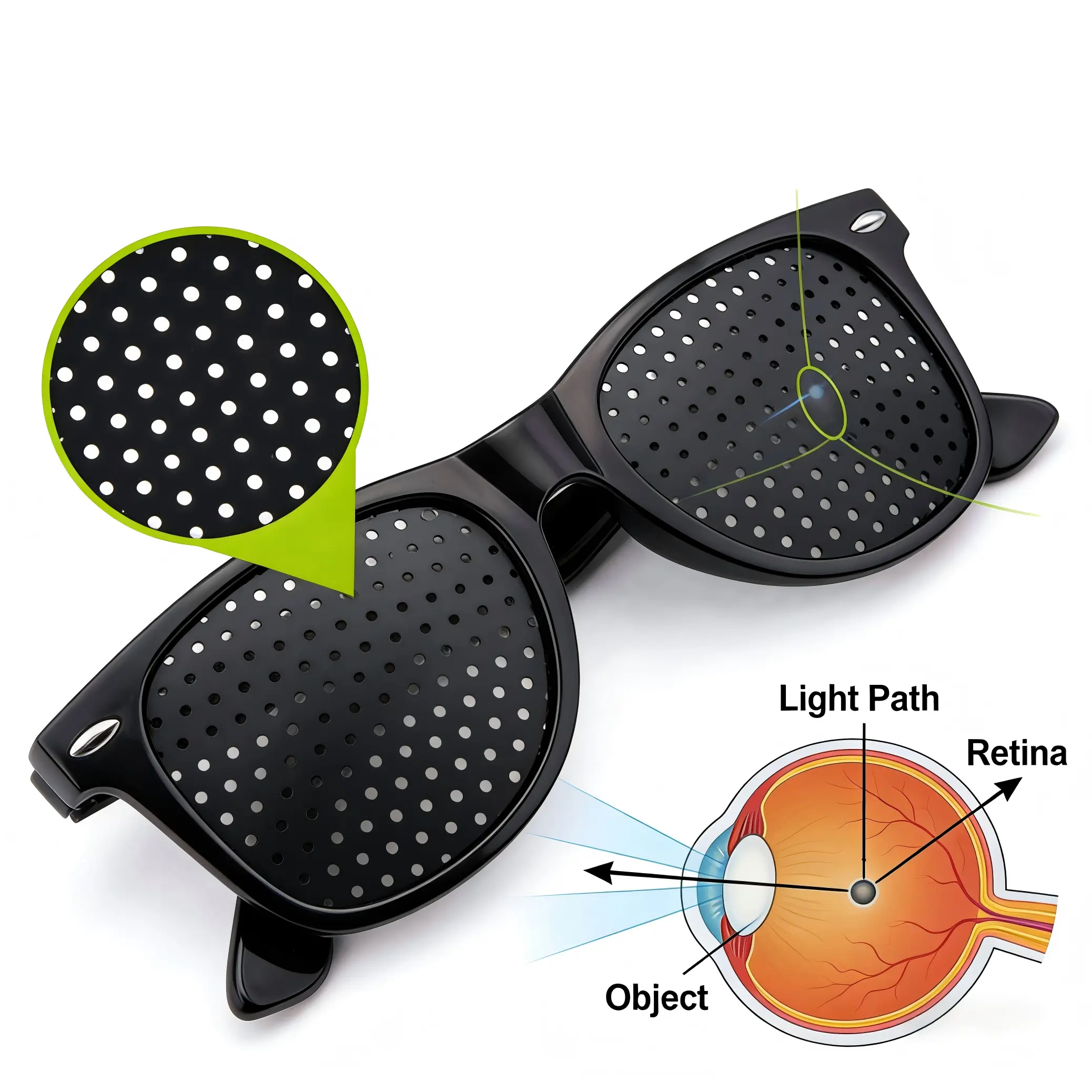 Jxmmat Pinhole Glasses for Vision Improvement and Eye Fatigue Relief, Unisex Plastic Eyewear Style for Astigmatism Correction and Strabismus Support, 10Ml, No