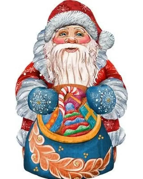 G.DeBrekht 8117902M Handmade Woody Santa Shape Christmas Decoration - Wooden Wall Hanging, Freestanding Figurine for Home, Tree Display (Winter Wonderland, All Ages)