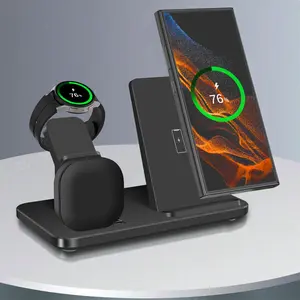 Wireless Charger for Samsung, 3 in 1 Wireless Charging Station for Samsung Galaxy S25 Ultra/S24/S23/S22/Note 20/Z Flip 6/Fold 6, Fast Charger for Samsung Galaxy Watch Ultra/7/6/5, Galaxy Buds 3/3 Pro