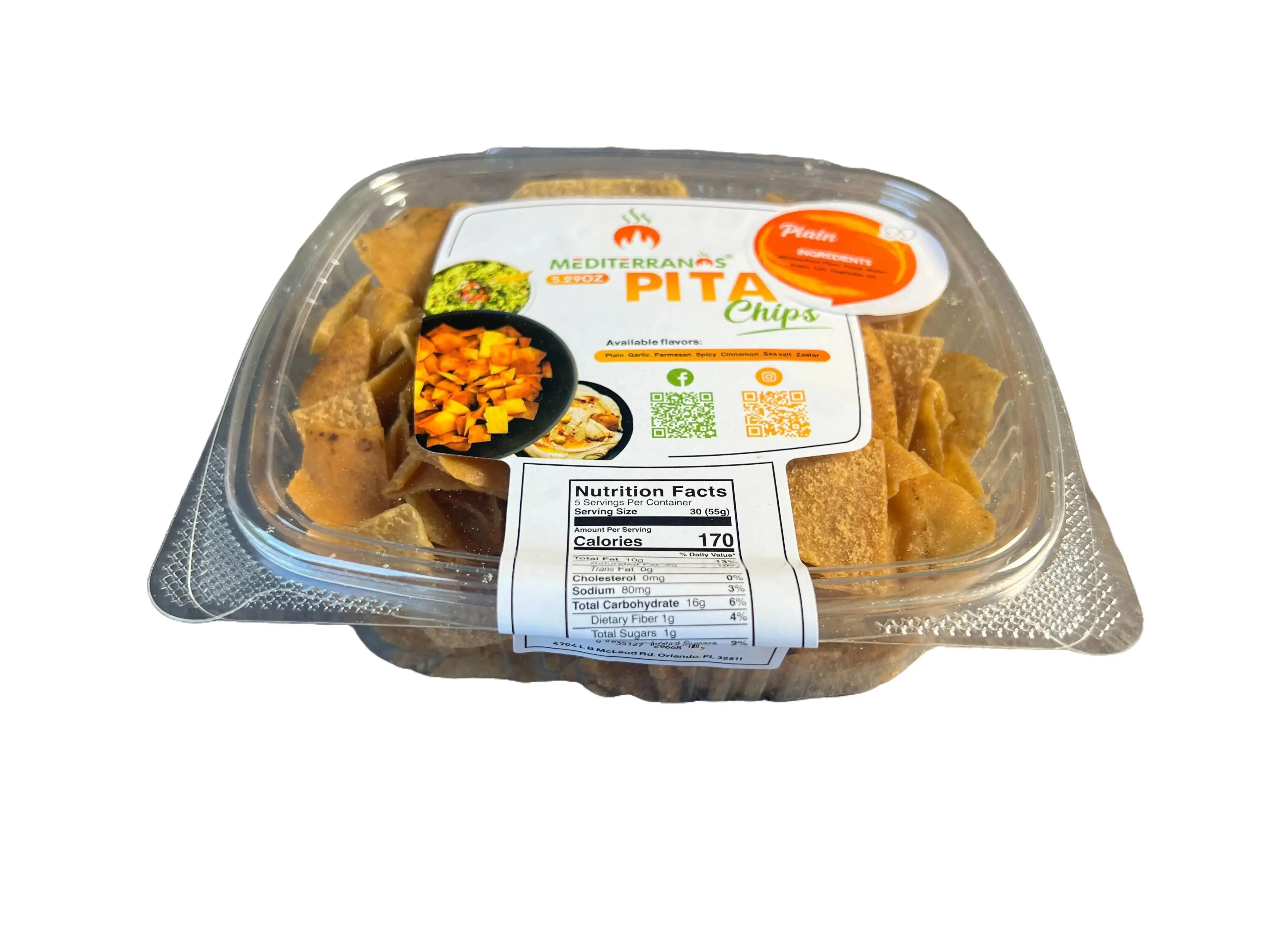 Mediterranos Pita Chips Crispy Plain - Made with natural ingredients. Ideal for snacking, dipping, or pairing with spreads. Vegan-friendly, crafted from wholewheat flour, yeast, sugar, salt, water, and vegetable oil for a wholesome taste. Crunchy