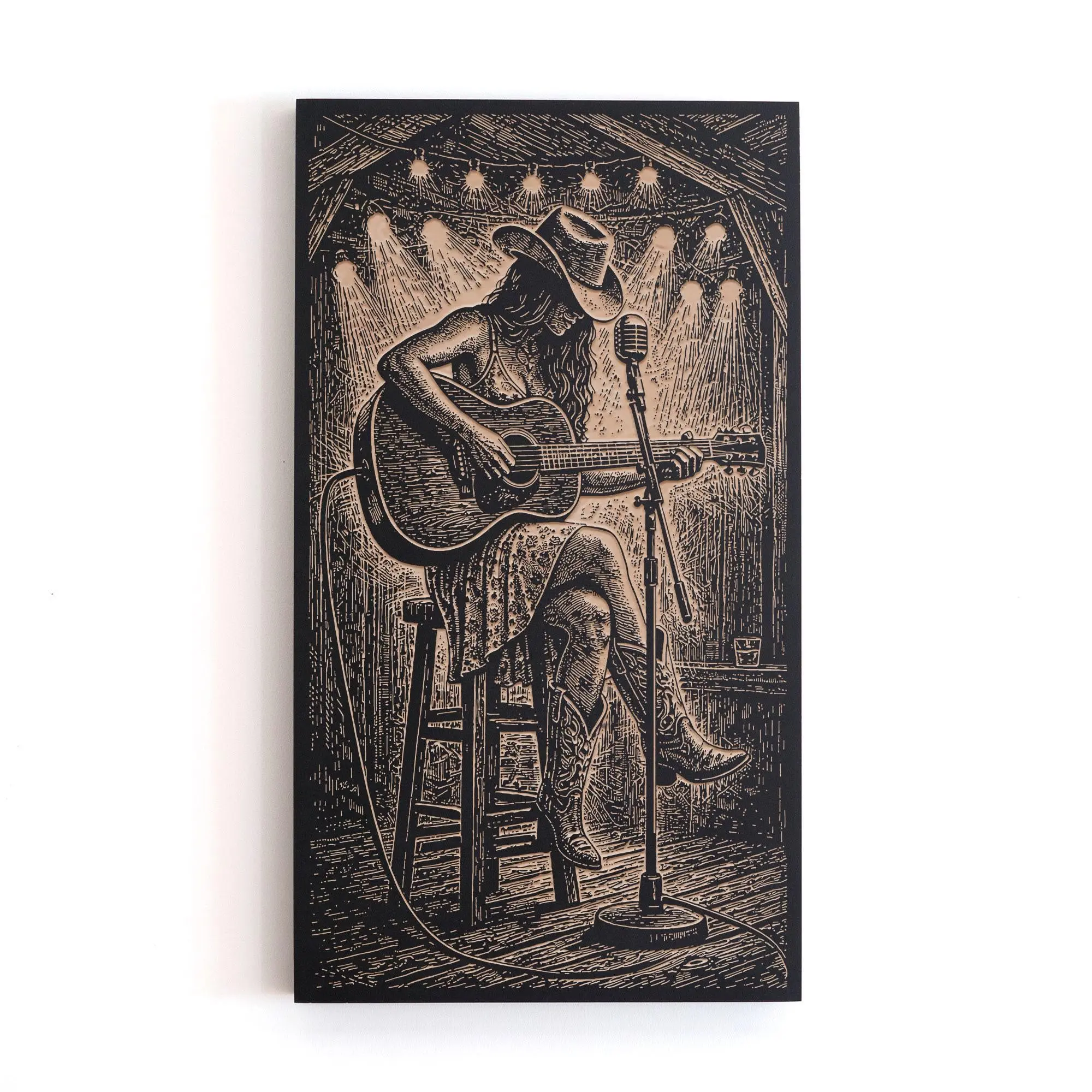 Country Music Singer Engraved Birch Art Panel