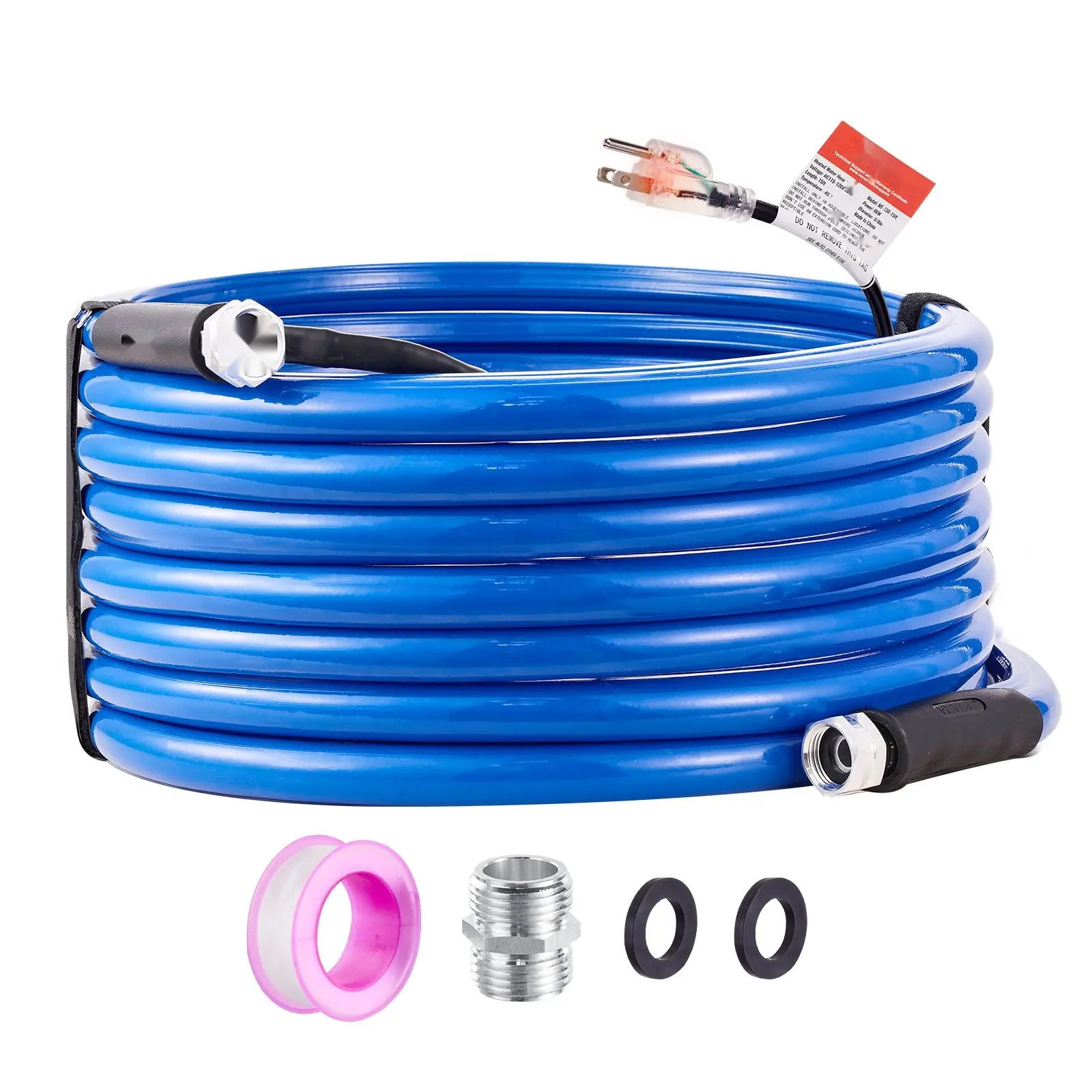 50Ft Heated Water Hose For RV And Recreational Vehicle Water Lines, Heated Drinking Water Hose Antifreeze To -45°F, Automatic Self-Regulating, 5/8-Inch Inner Diameter With 3/4-Inch GHT Adapter, Lead-Free And BPA-Free
