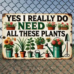 Colorful Potted Plant Sand Garden,Farming Tools Rustic Aluminum Wall Art & Metal Tin Sign - 8x12in Vintage Indoor Outdoor Decor for Home,  & Garden,Farm Matte Print Palette&Wall Vintage Tin Sign Vintage Humor Metal Sign Vintage Highland Tin Sign