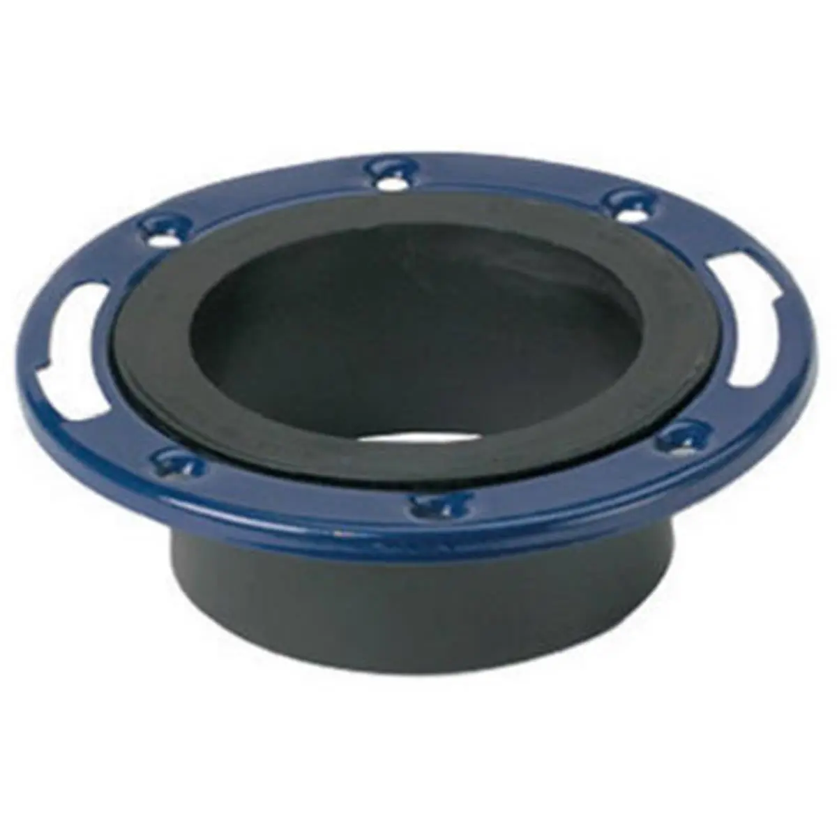 Mueller Industries 4 in. Black Bathroom Fixtures Closet Flange - Model 52229, Adjustable Metal Ring, Low Chemical Resistance, Non-Pressure Drain, Waste & Vent Installation Part