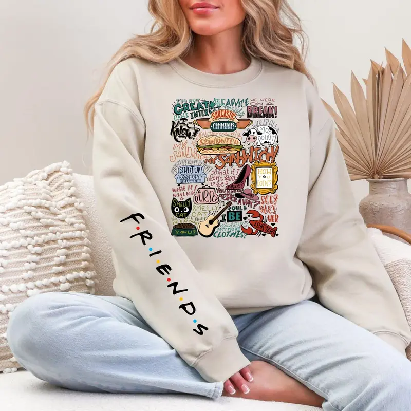 Fellow Friends – T-shirt Unisex Con Cast Della Serie TV, Stampa Di Qualità, Cotone Morbido, Taglie Dalla S Alla XL
