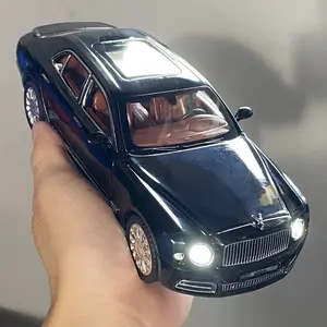 1:24 Bentley Mulsanne Flagship Luxury Car Alloy Metal Diecast Model Car Sound And Light Pull Back High Simulation Ornament Gifts