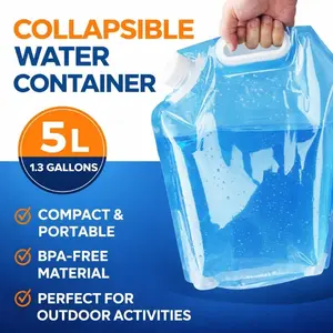 Collapsible Water Container 5L & 10L – Portable Foldable Water Storage Bags, BPA-Free Leakproof Water Jug with Handle for Camping, Hiking, Emergency Outdoor Use